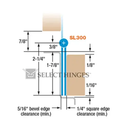 Select Hinges SL30083CE-4D SL300 83" EL-4 US32D HINGE Satin Stainless Steel