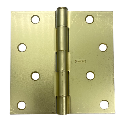 Stanley Security Solutions 74144 4" x 4" Square Corner Residential Hinge # S083-100 Satin Brass Finish