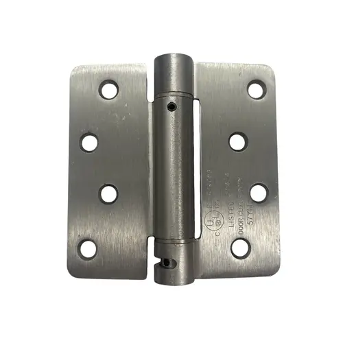 4" x 4" x 1/4" Spring Hinge, UL Listed in Brushed Nickel