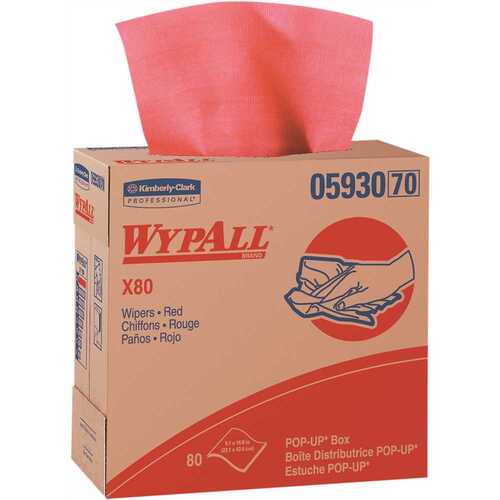 WypAll 05930 X80 Red Extended Use Cloths Reusable Wipes (80-Sheets/Pop-Up Box, )
