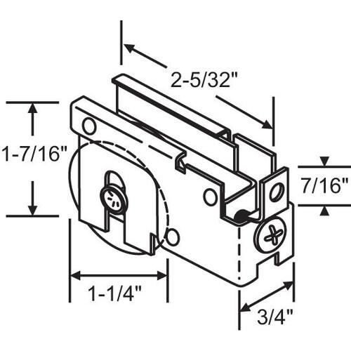 Patio Door Roller Assembly 1 1/4in Nylon Wheel