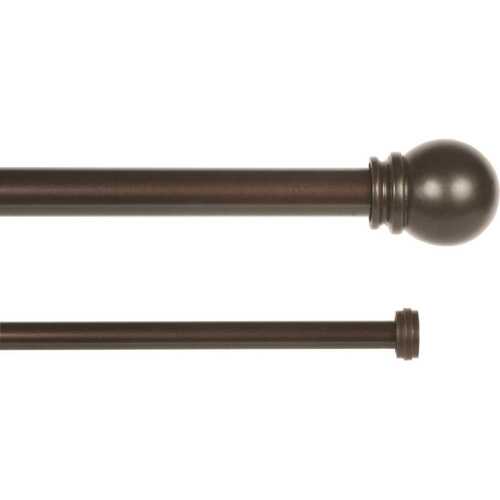 Kenney KN85061V1 Hamlin 36 in. - 66 in. Adjustable 1 in. Double Premium Decorative Window Curtain Rod in Weathered Brown