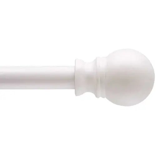 Kenney KN55250 Davenport 28 in. - 48 in. Adjustable 1/2 in. Single Petite Cafe Decorative Window Curtain Rod in White