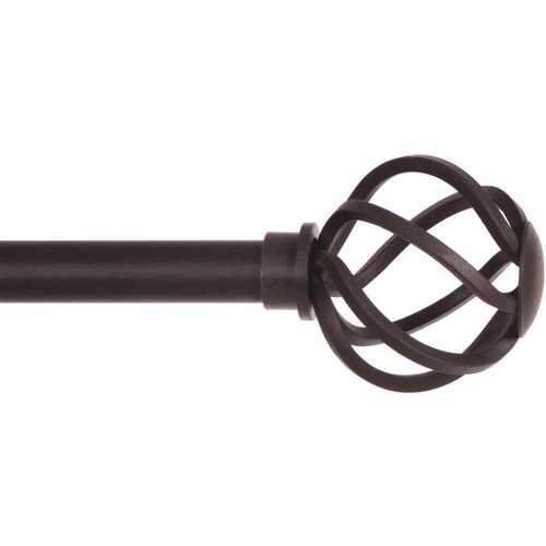 Cage 48 in. - 86 in. Adjustable 5/8 in. Single Standard Decorative Window Curtain Rod in Black