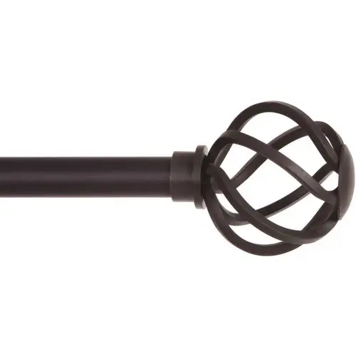 Kenney KN75205NP Cage 48 in. - 86 in. Adjustable 5/8 in. Single Standard Decorative Window Curtain Rod in Black