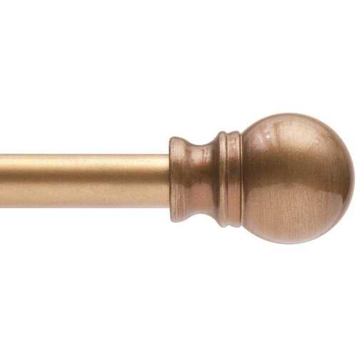 Davenport 48 in. - 86 in. Adjustable 1/2 in. Single Petite Cafe Decorative Window Curtain Rod in Brushed Brass