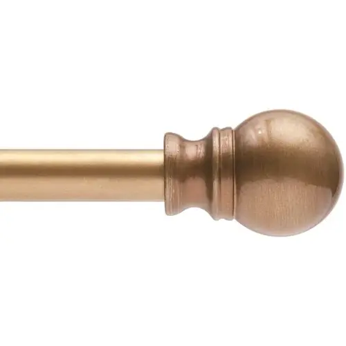 Davenport 28 in. - 48 in. Adjustable 1/2 in. Single Petite Cafe Decorative Window Curtain Rod in Brushed Brass