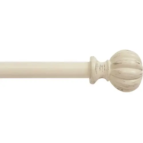 Kenney KN71605V1 Rachel 48 in. - 86 in. Adjustable 5/8 in. Single Standard Decorative Window Curtain Rod in Antique White