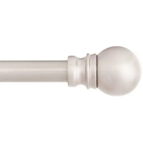 Davenport 48 in. - 86 in. Adjustable 1/2 in. Single Petite Cafe Decorative Window Curtain Rod in Brushed Nickel