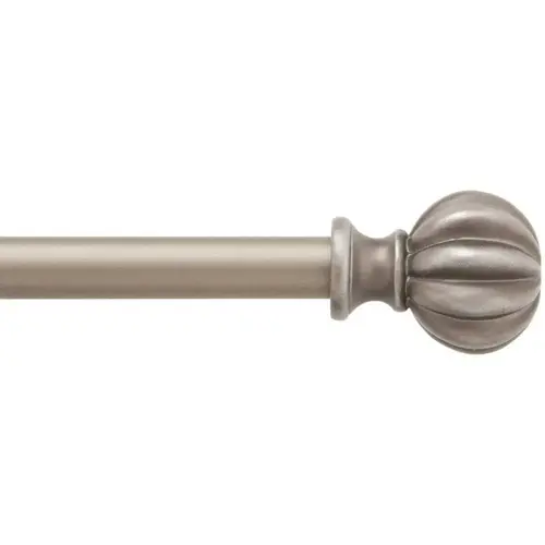 Rachel 28 in. - 48 in. Adjustable 5/8 in. Single Standard Decorative Window Curtain Rod in Italian Pewter