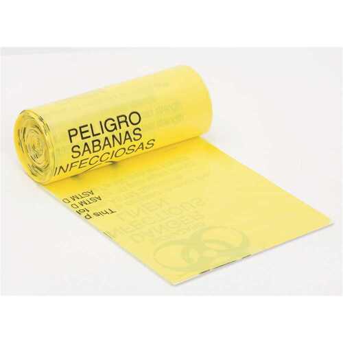 40 in. x 46 in. 40 Gal. to 45 Gal. 1.25 mil Size Yellow Infectious Linen Bag