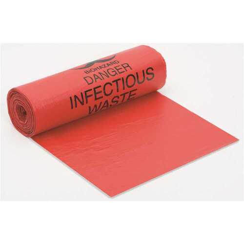 38 in. x 58 in. 60 Gal. 1.25 mil Size Red Biohazard Bag