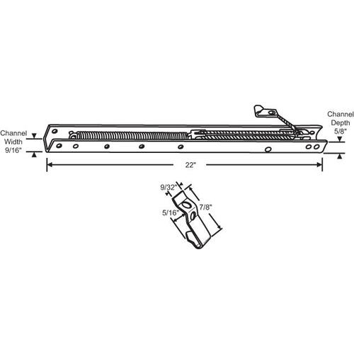 22in Window Channel Balance 60-807 Attd 23 to 27 lbs Sash Weight 9/16in Channel Width