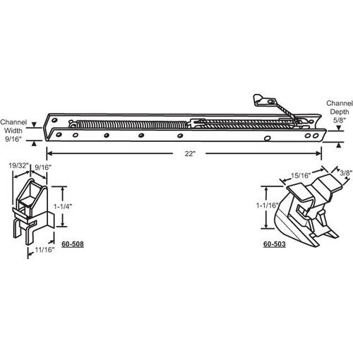 22in Window Channel Balance 60-508A AND 60-503A HWB-CE514-5/8B-2150