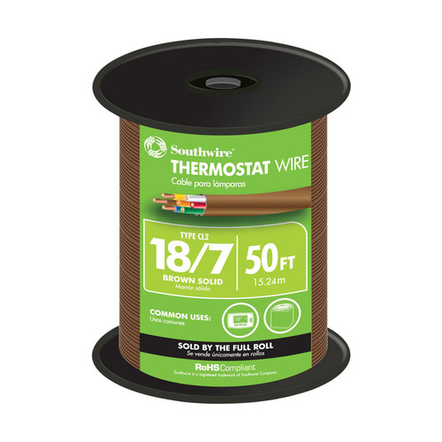 Thermostat Wire 50 ft. 18/7 Solid Copper Brown