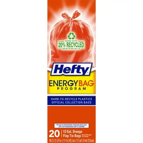 Hefty 00E88548 Recycling Bags EnergyBag 13 gal Flap Tie Orange