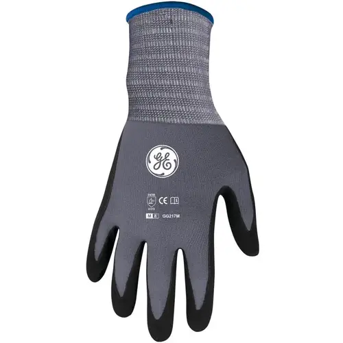 General Electric GG217MC Dipped Gloves Unisex Black/Gray M Black/Gray Pair