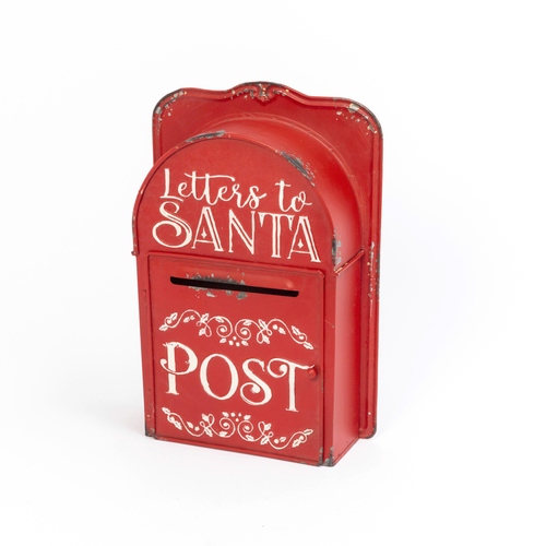 Gerson 2552180 Indoor Christmas Decor Red Santa Mailbox Red