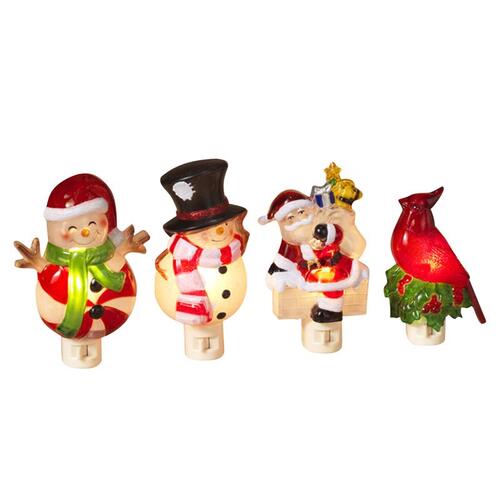 Gerson 2303390 Indoor Christmas Decor Assorted Snowman/Santa/Cardinal/Peppermint Assorted
