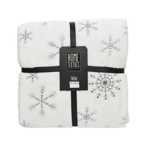 Decoris 613510 Indoor Christmas Decor Brown/White Snowflake Throw blanket Brown/White