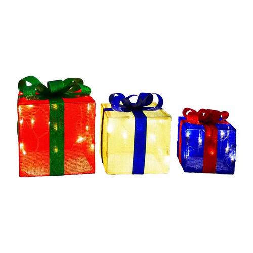 Celebrations KB-20008 Yard Decor LED Clear/Warm White 10.63" Lighted Gift Boxes