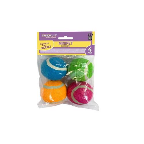 Multipet 44207 Squeaky Tennis Ball Assorted Plush 2" Assorted