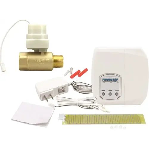 FloodStop 20001 Water Heater Auto-Shutoff Valve, FS3/4NPT, V4 Controller, Water Damage Prevention White
