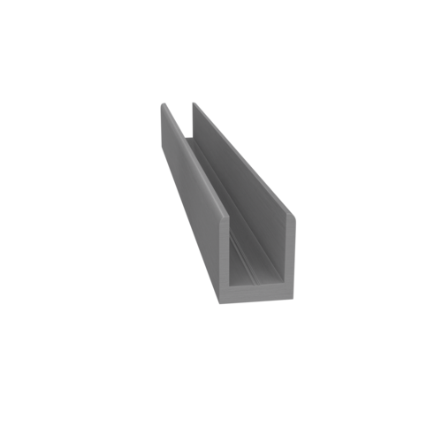 Single Aluminum U-Channel 1/4" Satin Anodized -  12" Stock Length - pack of 10