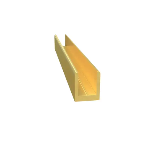 Single Aluminum U-Channel 1/4" Brite Gold Anodized -  60" Stock Length - pack of 5