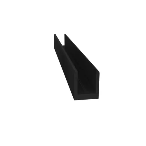 Single Aluminum U-Channel 1/4" Black -  12" Stock Length - pack of 5