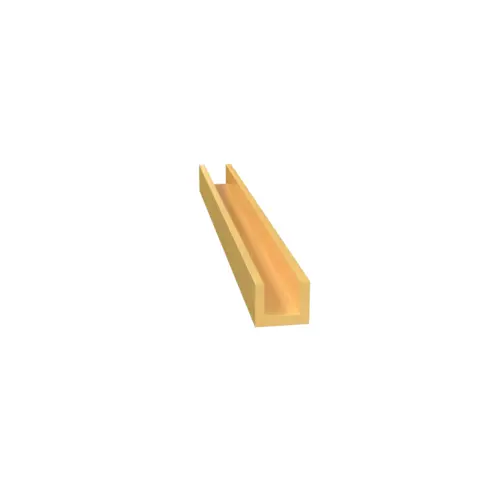 Single Universal U-Channel For 1/4" Thickness Glass Brite Gold Anodized -  60" Stock Length - pack of 10