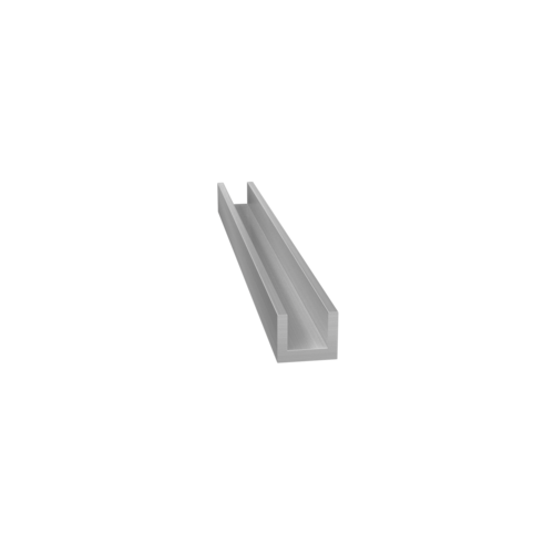 Single Universal U-Channel For 1/4" Thickness Glass Brite Anodized -  4 inch Sample