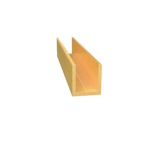 Fixed Panel Deep U-Channel 1/2" Brite Gold Anodized -  84" Stock Length