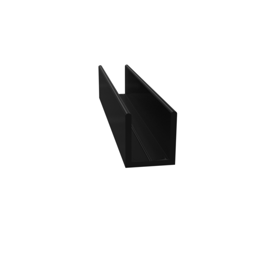 Fixed Panel Deep U-Channel 1/2" Matte Black -  12" Stock Length - pack of 10