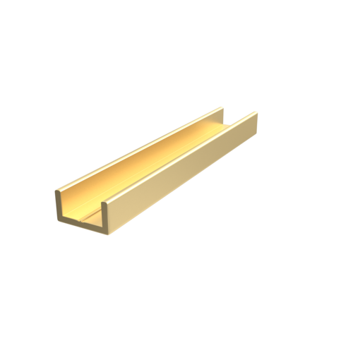 Shower Door Aluminum Regular U-Channel 1/2" Brite Gold Anodized - 95" Stock Length