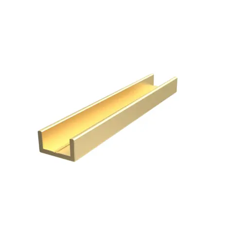 Shower Door Aluminum Regular U-Channel 1/2" Brite Gold Anodized -  24" Stock Length - pack of 50