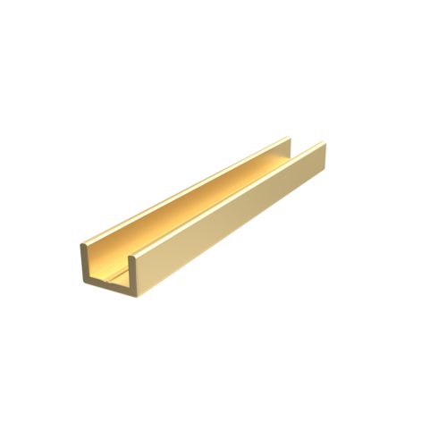 Shower Door Aluminum Regular U-Channel 3/8" Brite Gold Anodized -  24" Stock Length - pack of 50