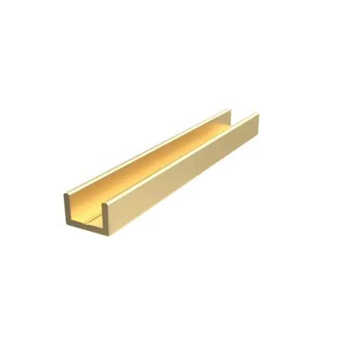 Shower Door Aluminum Regular U-Channel 3/8" Brite Gold Anodized -  36" Stock Length - pack of 5