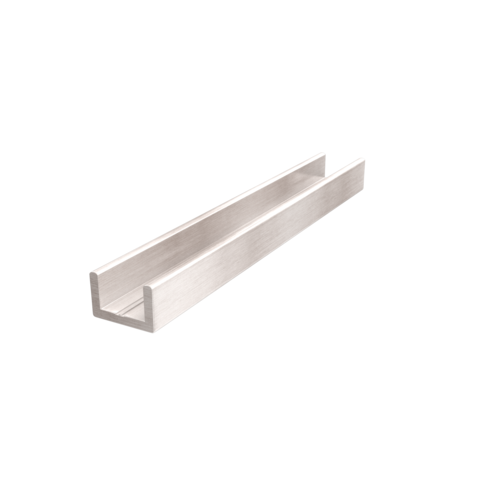 Shower Door Aluminum Regular U-Channel 3/8" Brushed Nickel -  24" Stock Length - pack of 25