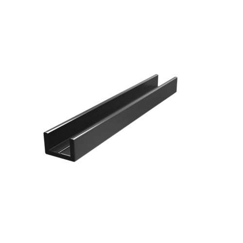 Shower Door Aluminum Regular U-Channel 3/8" Matte Black -  72" Stock Length