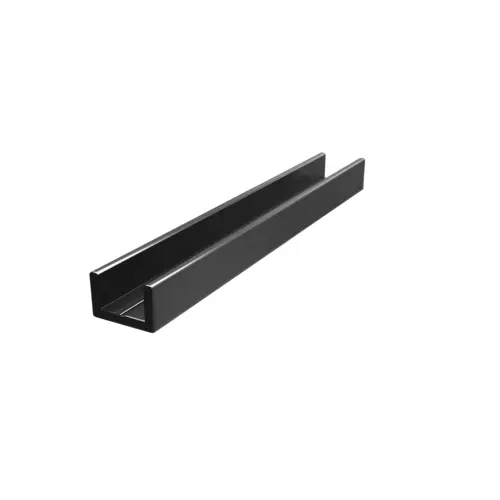 Shower Door Aluminum Regular U-Channel 3/8" Matte Black -  48" Stock Length