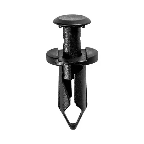 17222 Push-Type with Closed End Retainer, 15 mm Dia Head x 20 mm L Stem x 8 mm Hole, Nylon, Black