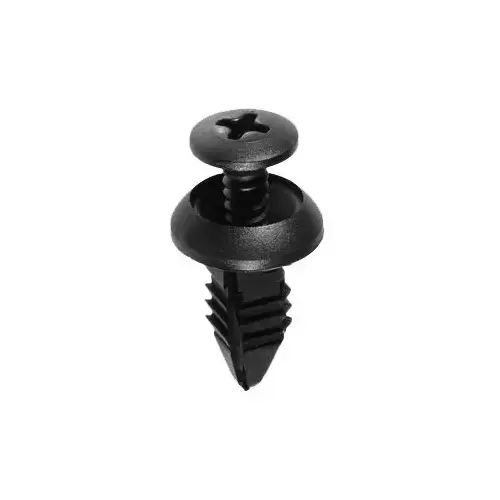 18032 Push/Screw-Type with Closed End Cowl Screen Attachment Retainer, 15/32 in Dia Head, Nylon, Black