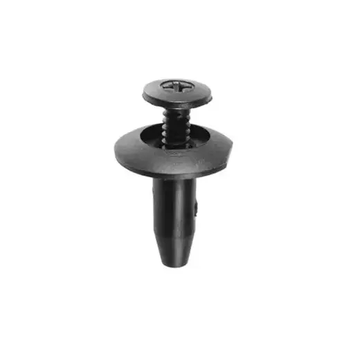 20545 Push/Screw-Type with Closed End Trim Panel Retainer, 18 mm Dia Head, Nylon/Santoprene Rubber, Black