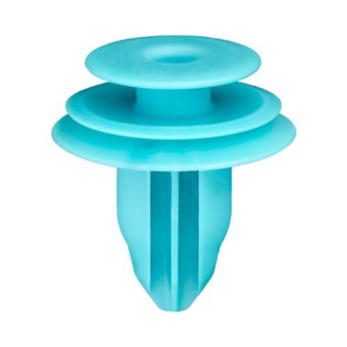 20633 Triple Head Type 10 Trim Panel Retainer, (13 mm Dia Top x 18 mm Dia Bottom) Head, Nylon, Turquoise