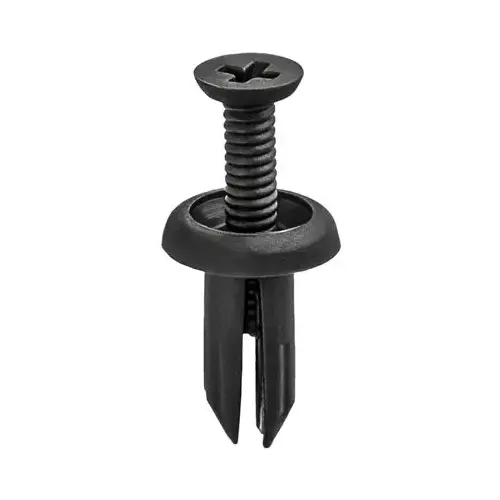 21103 Push/Screw-Type with Open End Front Bumper Fascia Retainer, 10 mm Dia Head, Nylon, Dark Gray