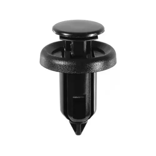 21173 Push-Type with Drive Pin Bumper and Splash Shield Retainer, 20 mm Dia Head, Nylon, Black