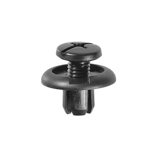 AP17379 Push/Screw-Type with Open End Fender Splash Shield Retainer, 20 mm Dia Head, Nylon, Black