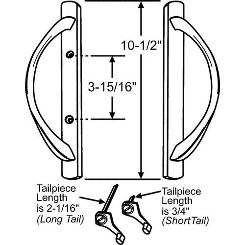 Patio Door Handle Set Euro White