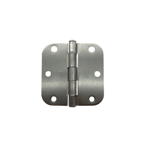 3-1/2" x 3-1/2" 5/8" Radius Full Mortise Residential Plain Bearing Hinge # 030727 Satin Nickel Finish